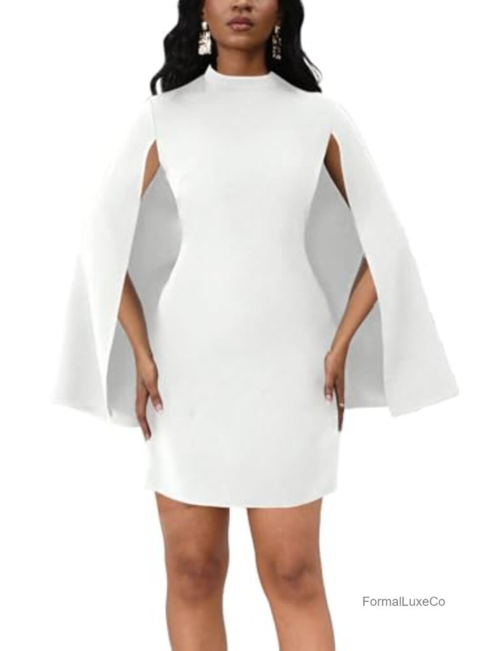 Women's Bodycon Pencil Dress with Bell Sleeves Crew Neck Sheath Dress